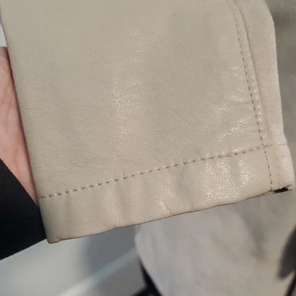 Blank NYC Cream Asymmetrical Faux Suede And Faux Leather Zip Up Jacket - Picture 10 of 15